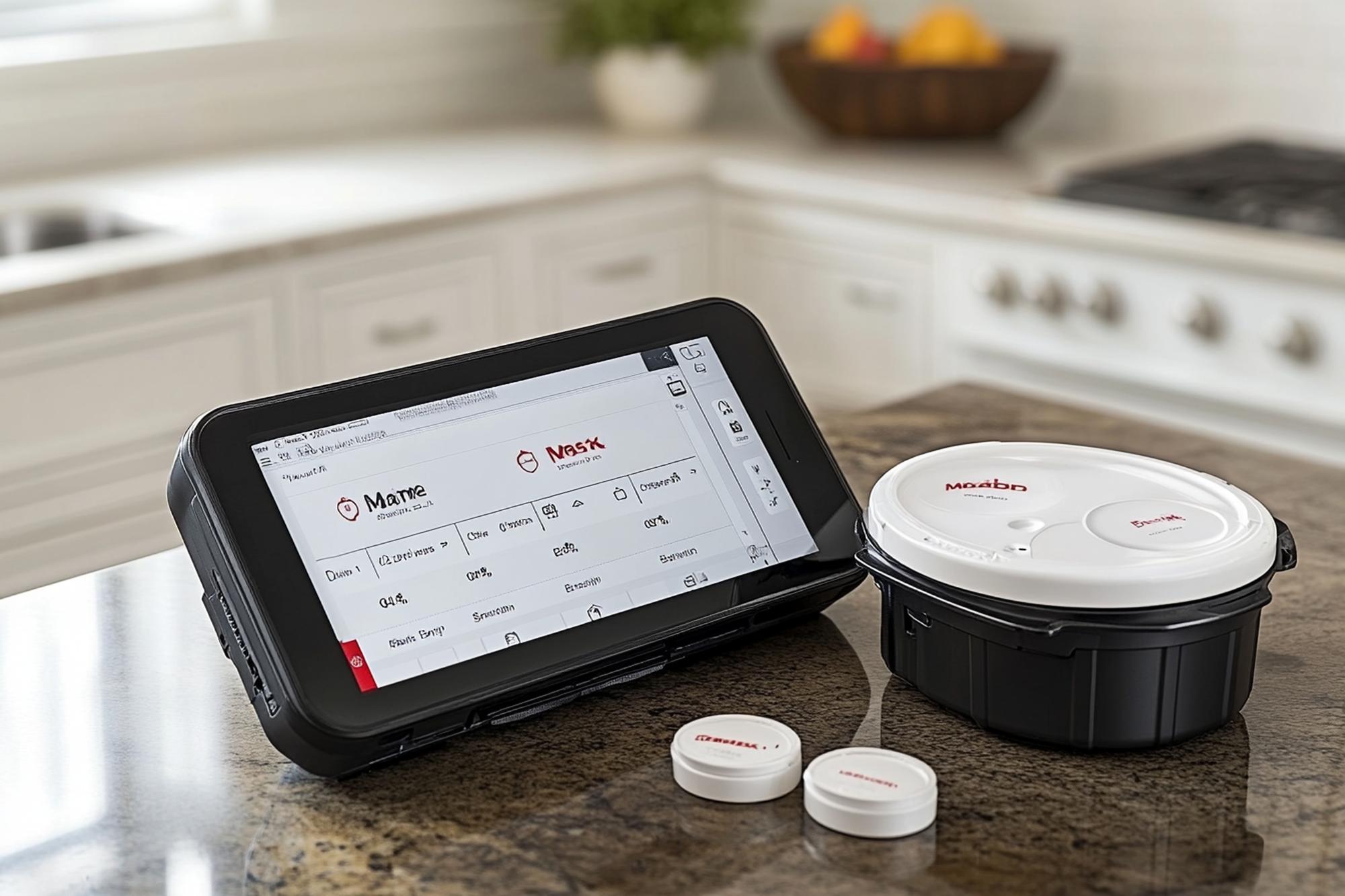 Close-up of smart cookware interface